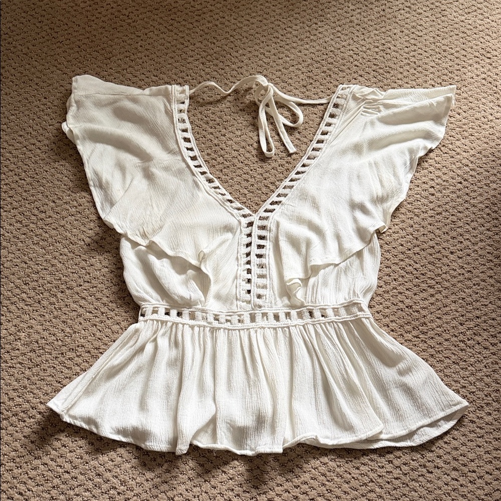 ‼️ Charlotte Russe White Peplum Top ‼️